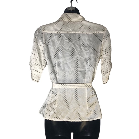 XXS White Polka Dot Blouse with Beautiful Buttons - Picture 4 of 4